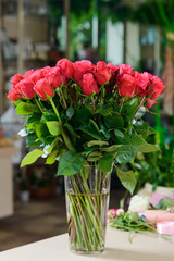 Bouquet of dark pink roses