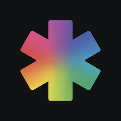 star of life. Rainbow color and dark background