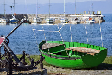 Green fishing boat