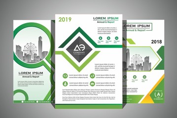 A modern business cover set brochure layout with shape vector illustration and 3 color