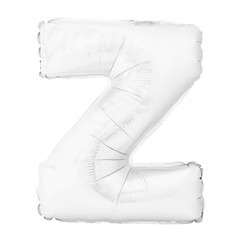 White letter Z made of inflatable helium balloon isolated on white