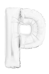 White letter P made of inflatable helium balloon isolated on white
