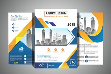 A modern business cover set brochure layout with shape vector illustration and 3 color
