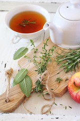 Healthy herbal tea with medicinal herbs