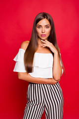 Vertical portrait of nice graceful slim magnificent fashionable 
