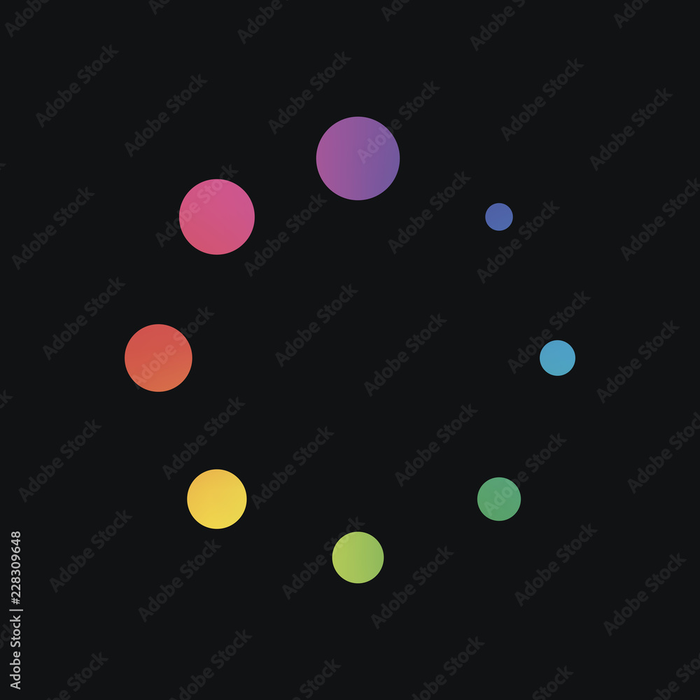 Poster simple loading symbol. rainbow color and dark background