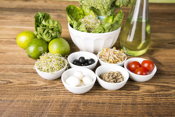 Fitness, healthy food, low in calories