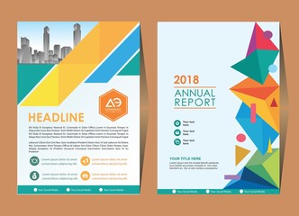 Vector Business brochure, flyers design template, company profile, magazine, poster, annual report, book & booklet cover, with green wavy line, and cityscape vector in background elements, size a4.