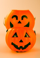 Beautiful halloween decoration trick or treat on white background with filter, concept of halloween party, copy space(text space), close-up, blank for text