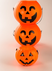 Beautiful halloween decoration trick or treat on white background with filter, concept of halloween party, copy space(text space), close-up, blank for text