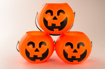 Beautiful halloween decoration trick or treat on white background with filter, concept of halloween party, copy space(text space), close-up, blank for text