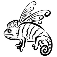 Winged fairy creature like a chameleon, patterned