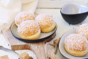 French dessert pastry. Mini tarts tropezienne