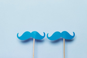 Blue moustache on a Blue background. Prostate cancer awareness month