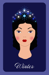 woman with snowflakes and stars in hair