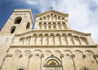 Neo Gothic facade of Cagliari Cathedral of Saint Mary. built by Pisani in the thirteenth century, which has undergone profound changes over the centuries of style
