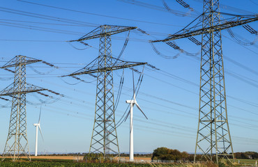 Pylons of high-voltage power lines