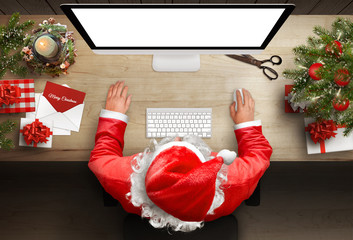 Santa Claus responds to letters and greeting cards via email. Isoalted display screen for mockup....
