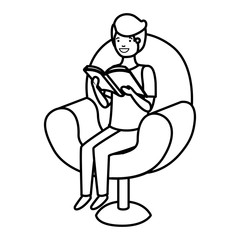 man reading book in the sofa avatar character