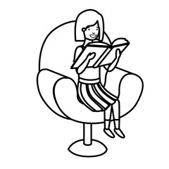 woman reading book in the sofa avatar character