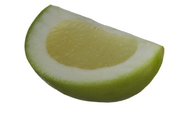 slice of green oroblanco isolated on white background