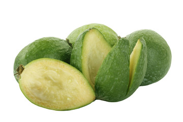 heap of feijoa isolated on white background