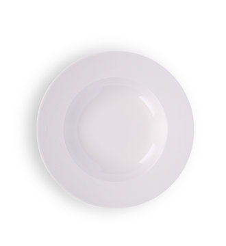 White empty plate isolated on white background.