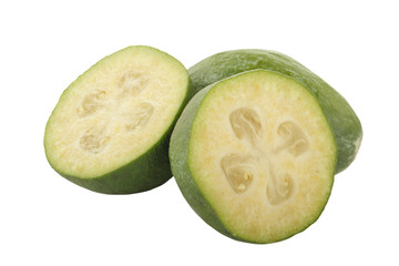 heap of feijoa isolated on white background