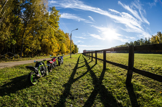 street motorcycles autumn landscapes background