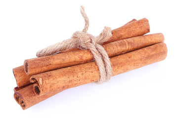 Cinnamon on white background