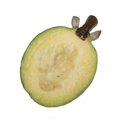 half of feijoa isolated on white background
