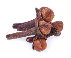 dry cloves on white background