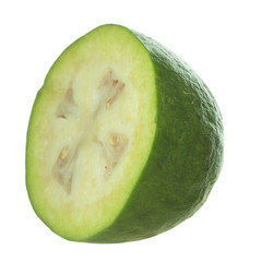 half of feijoa isolated on white background