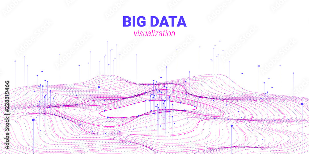 Wall mural wave 3d big data visualization. analysis infographic.