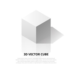 Isometric cube with shadow vector illustration. Eps 10.