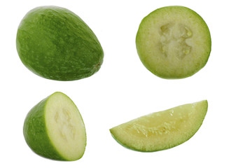 set of slice of feijoa isolated on white