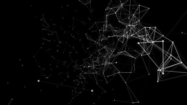 white animated particles on a black background. abstract futuristic composition. 3d rendering