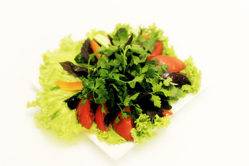 fresh vegetable salad isolated on white background