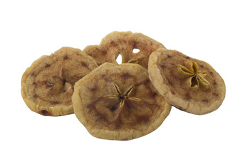 heap of dried apples isolated on white background