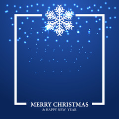 Christmas template with illustration of  white shiny snowflake