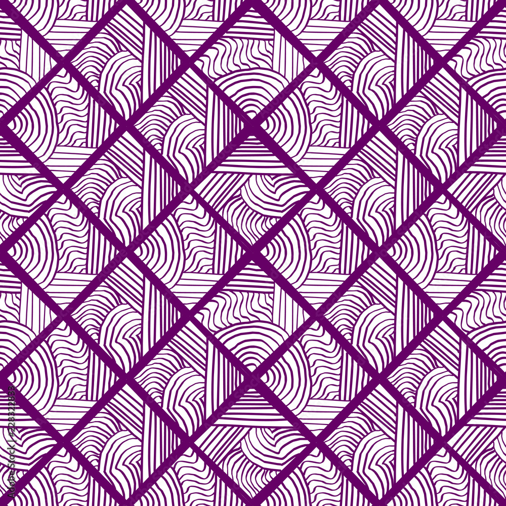Poster hand drawn vector pattern with colorful creative unusual stripes line seamless drawing. tile format 