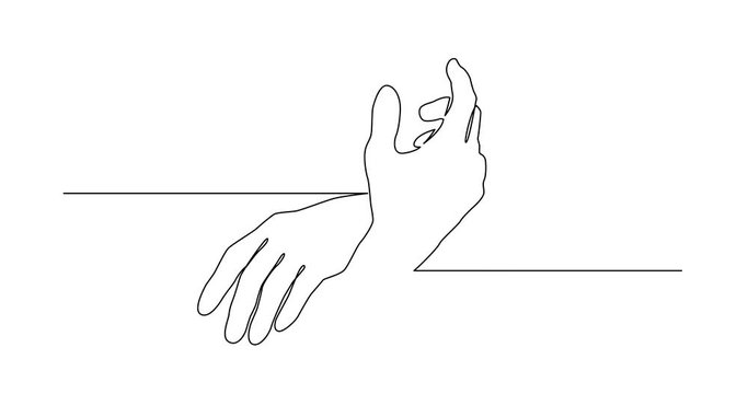 Animation of continuous line drawing of two hands touching each other