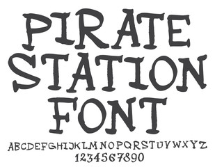 Ragged hand-drawn latin alphabet and numerals