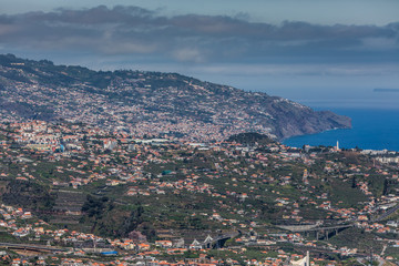 Naklejka premium Impressive mountain Cabo Girao view from town Camara de Lobos