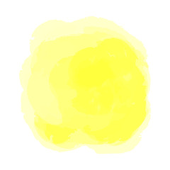 Hand drawn watercolor spot on white. Colored aquarelle blotch. Watercolour splotch. Paint and ink smudges. Bright blur stain. Trendy label brush stroke background