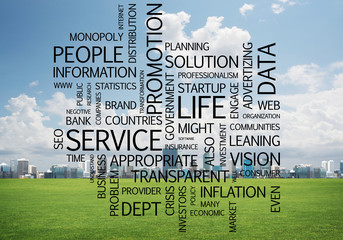 Business conceptual words as keys to success and company growth