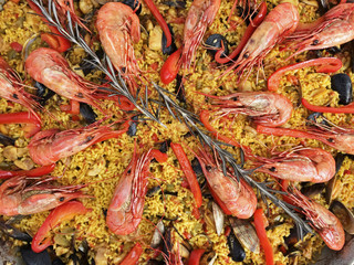 Paella, Prawns and Rosemary