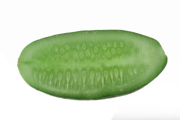 half of cucumber isolated on white