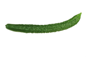 long fresh green cucumber isolated on white