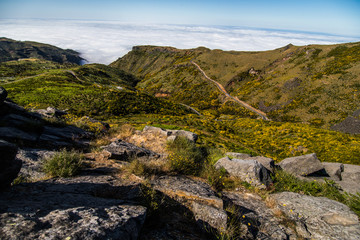 Fototapeta na wymiar Pico do Arieiro mountain range viewpoint, located in Madeira island, Portugal.
